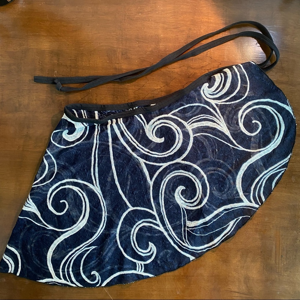 Dark Blue Swirl Wrap Skirt